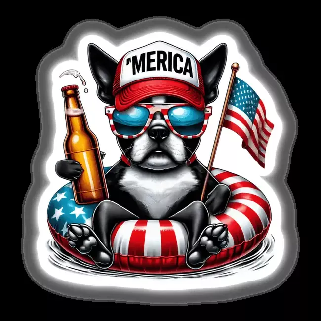 Boston Terrier American Flag Float Merica