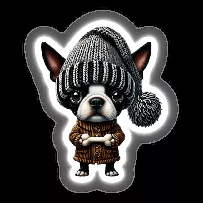 Boston Terrier Gnome Holding Dog Bone