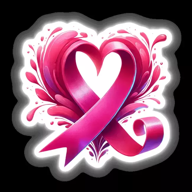 Breast Cancer Heart Shaped Ribbon