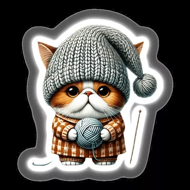British Shorthair Cat Gnome Holding Ball of Yarn