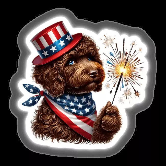 Brown Goldendoodle Dog with Sparkler