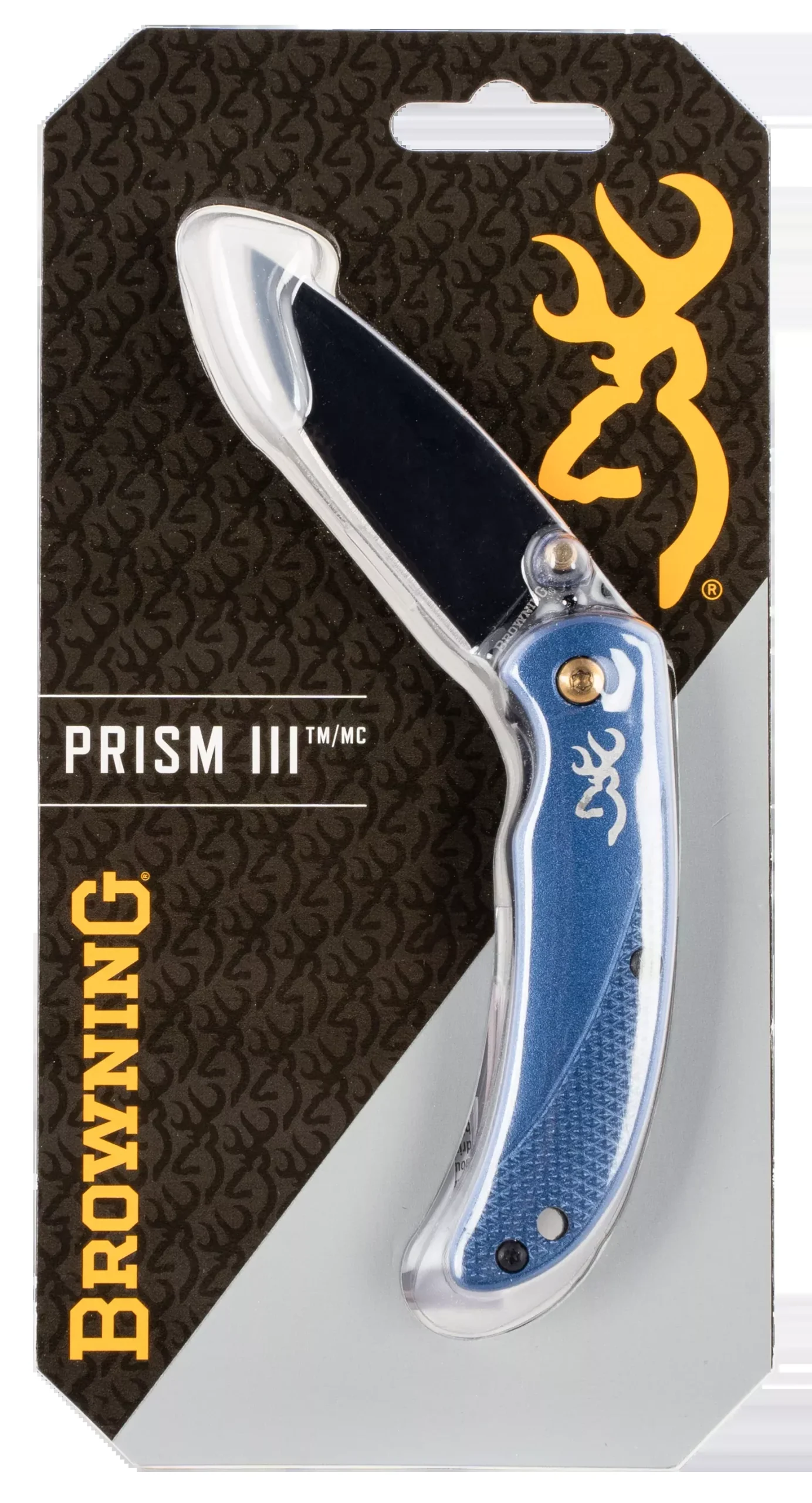 Browning 3220341 Prism 32.88" Folding Clip Point Plain Black Stonewashed 7Cr17MoV SS Blade/Navy Blue Anodized Aluminum Handle Includes Pocket Clip
