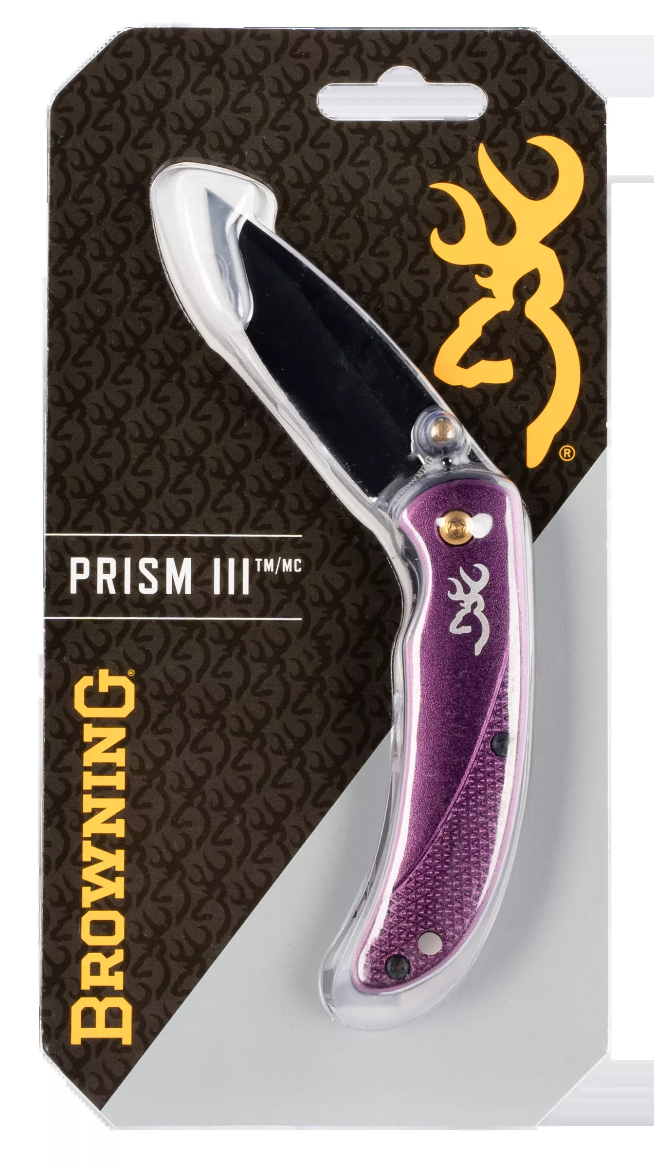 Browning 3220343 Prism 32.88" Folding Clip Point Plain Black Stonewashed 7Cr17MoV SS Blade/Plum Anodized Aluminum Handle Includes Pocket Clip