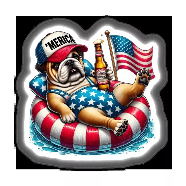 Bulldog American Flag Float Merica