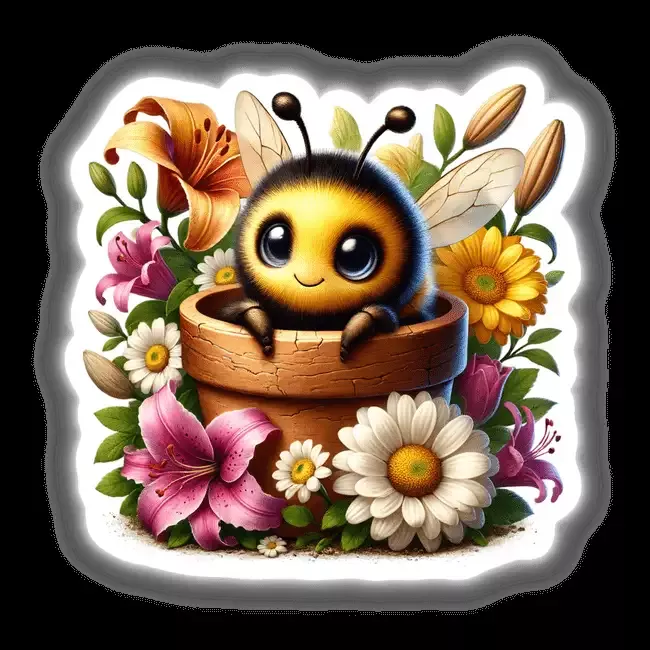 Bumblebee Peeking Out of Flower Pot