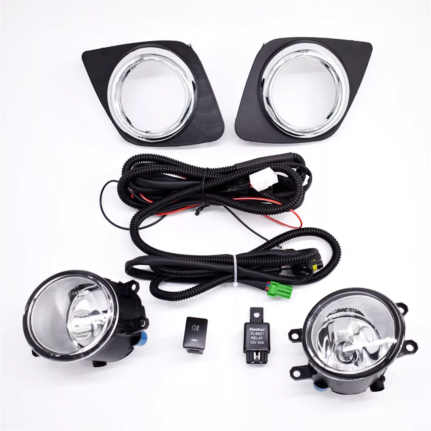 Bumper Chrome Fog Lights W/bulb+harness+switch For 2009-2012 Toyota Rav4