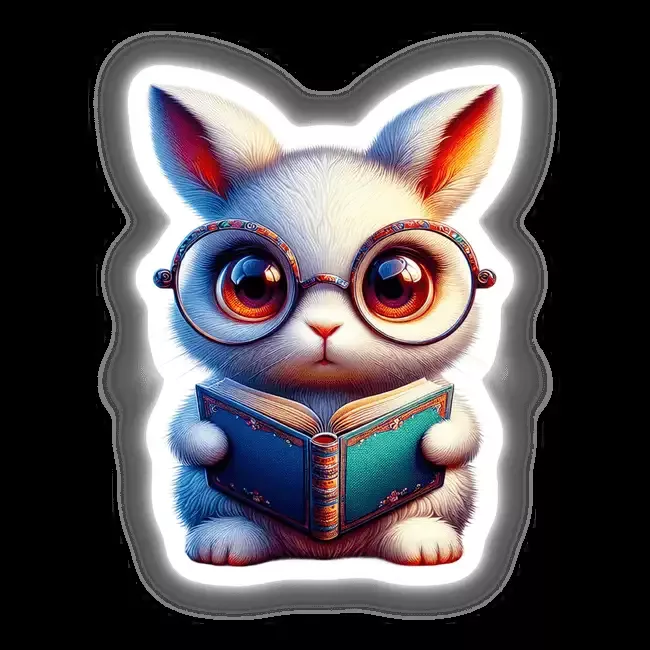 Bunny Rabbit With Reading Glasses Open Book