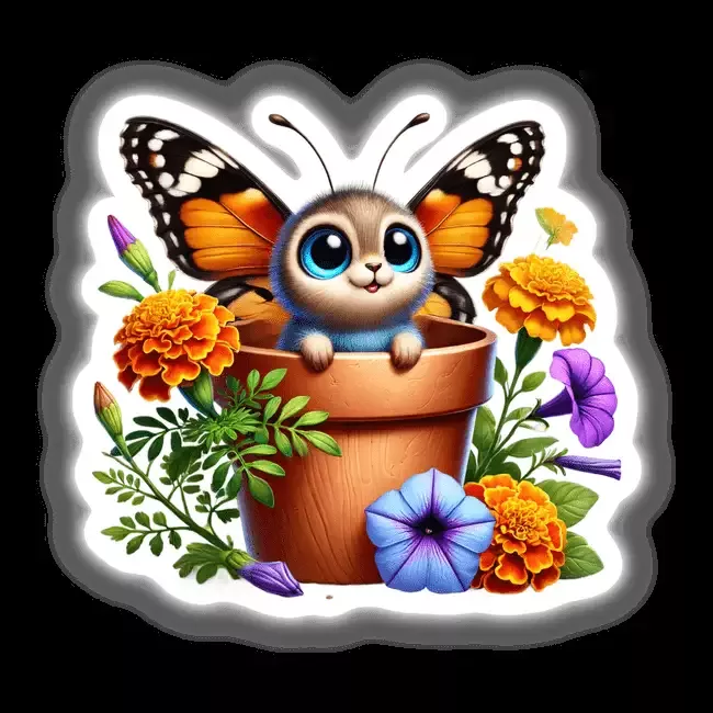 Butterfly Peeking Out of Flower Pot