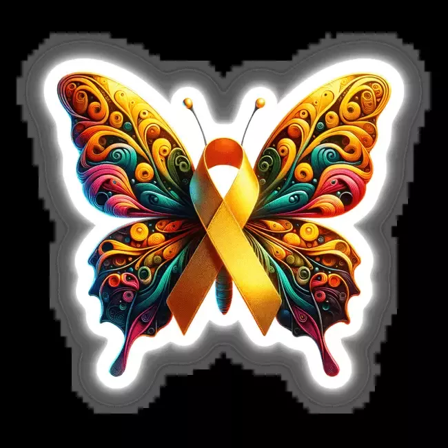 Butterfly Yellow Awareness Ribbon