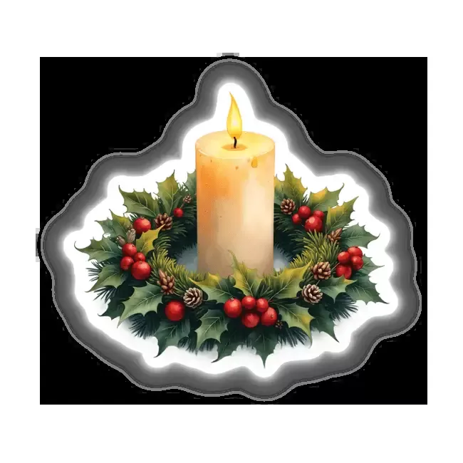 Candle in a Christmas Wreath