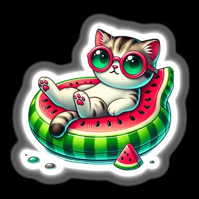 Cat on Watermelon Float