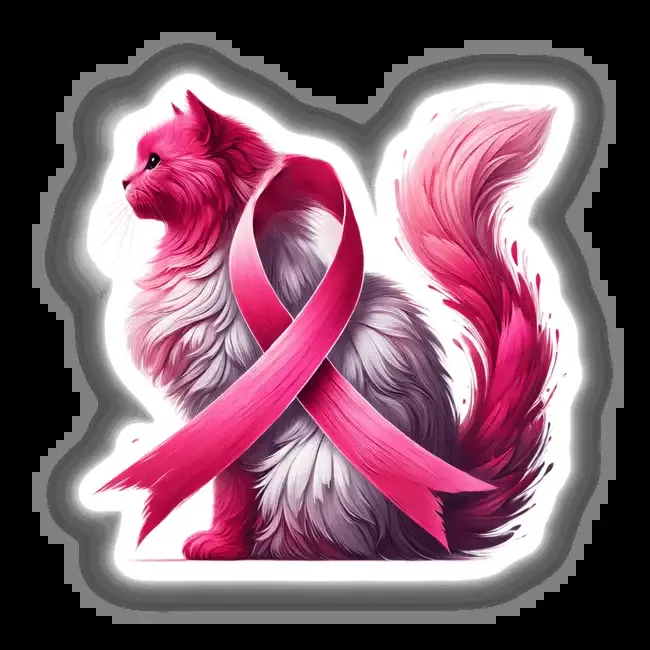 Cat Pink Ribbon Breast Cancer