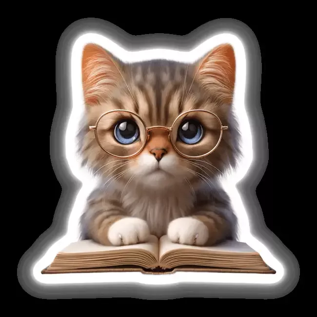 Cat With Reading Glasses Book