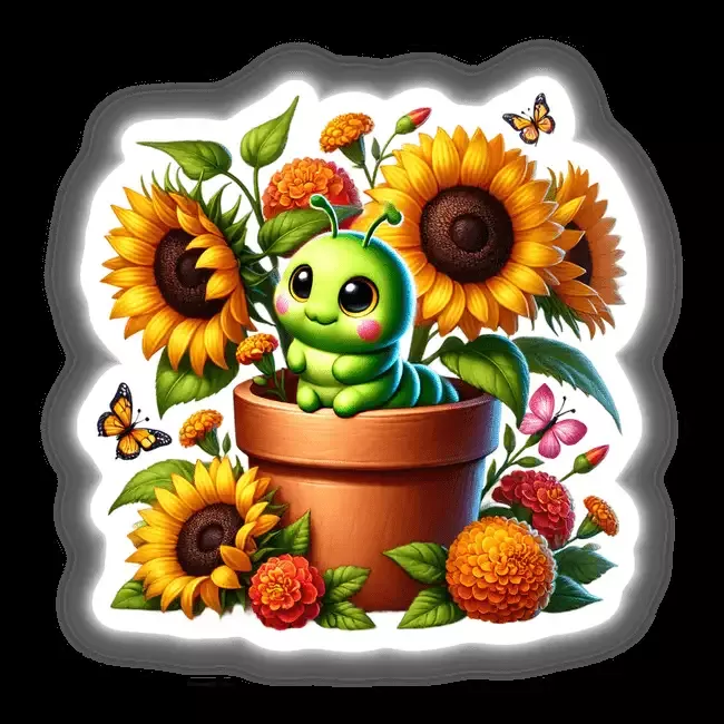 Caterpillar Peeking Out of Flower Pot