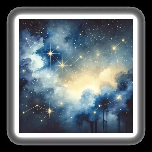 Celestial Night – Watercolor Constellations in a Starry Sky
