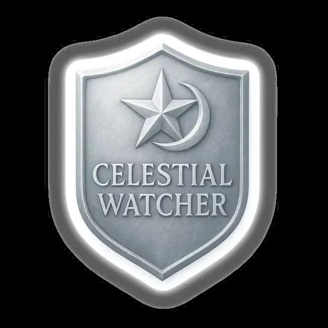 Celestial Watcher – RPG-Style Skill Badge (Silver Star & Moon Shield)