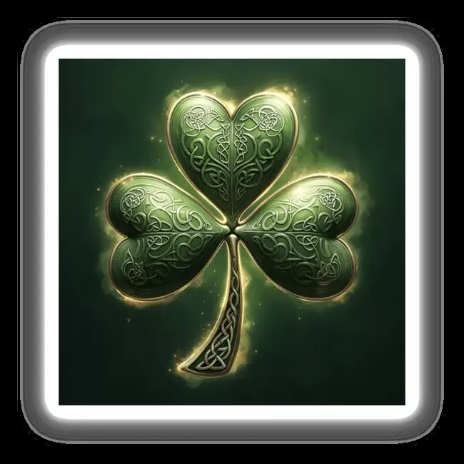 Celtic Knot Shamrock – Green Clover with Intricate Silver Filigree