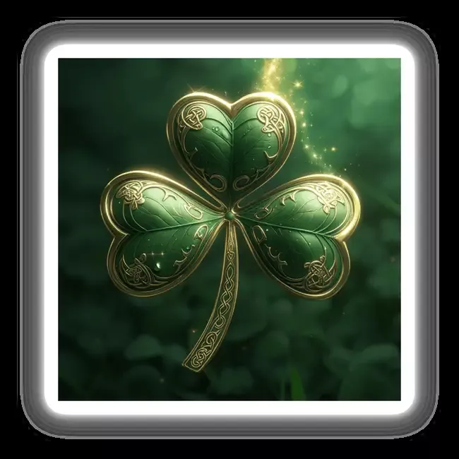 Celtic Shamrock – Green Clover with Intricate Gold Knotwork