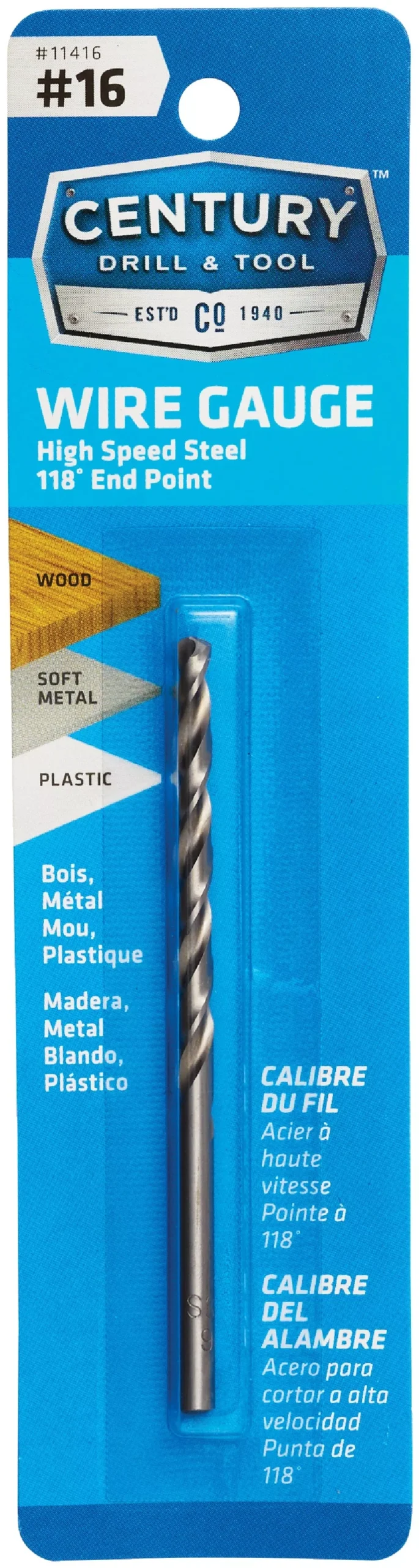 Century Drill and Tool 11416 #16 Wire Gauge Drill Bit