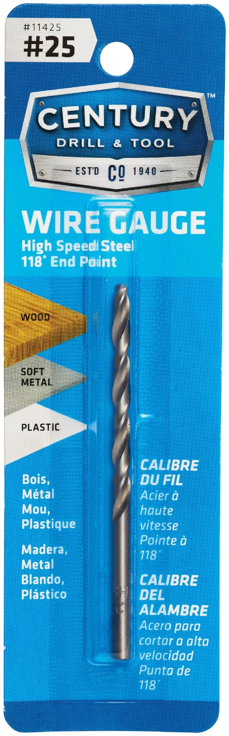Century Drill and Tool 11425 #25 Wire Gauge Drill Bit