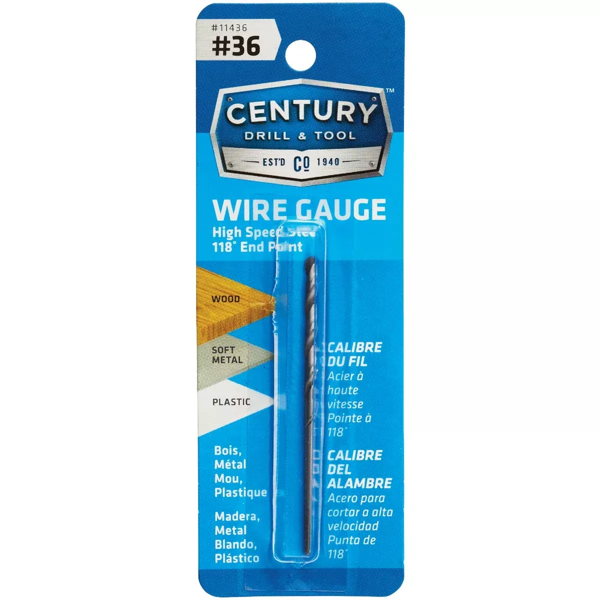 Century Drill and Tool 11436 #36 Wire Gauge Drill Bit