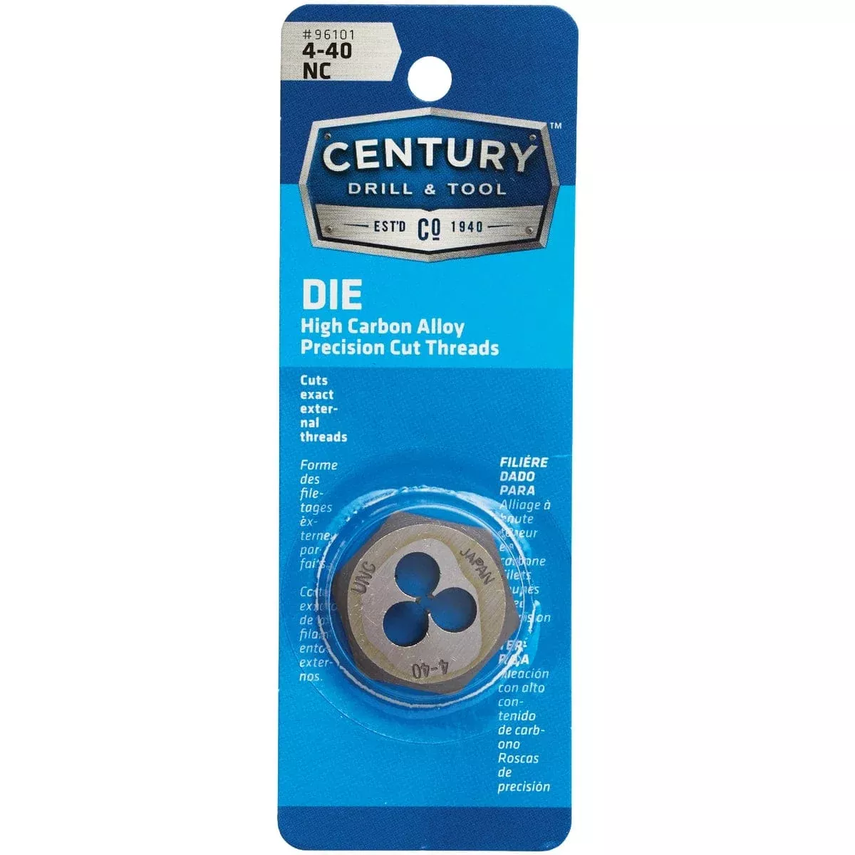 Century Drill and Tool 96101 Fractional Die 4-40 National Coarse