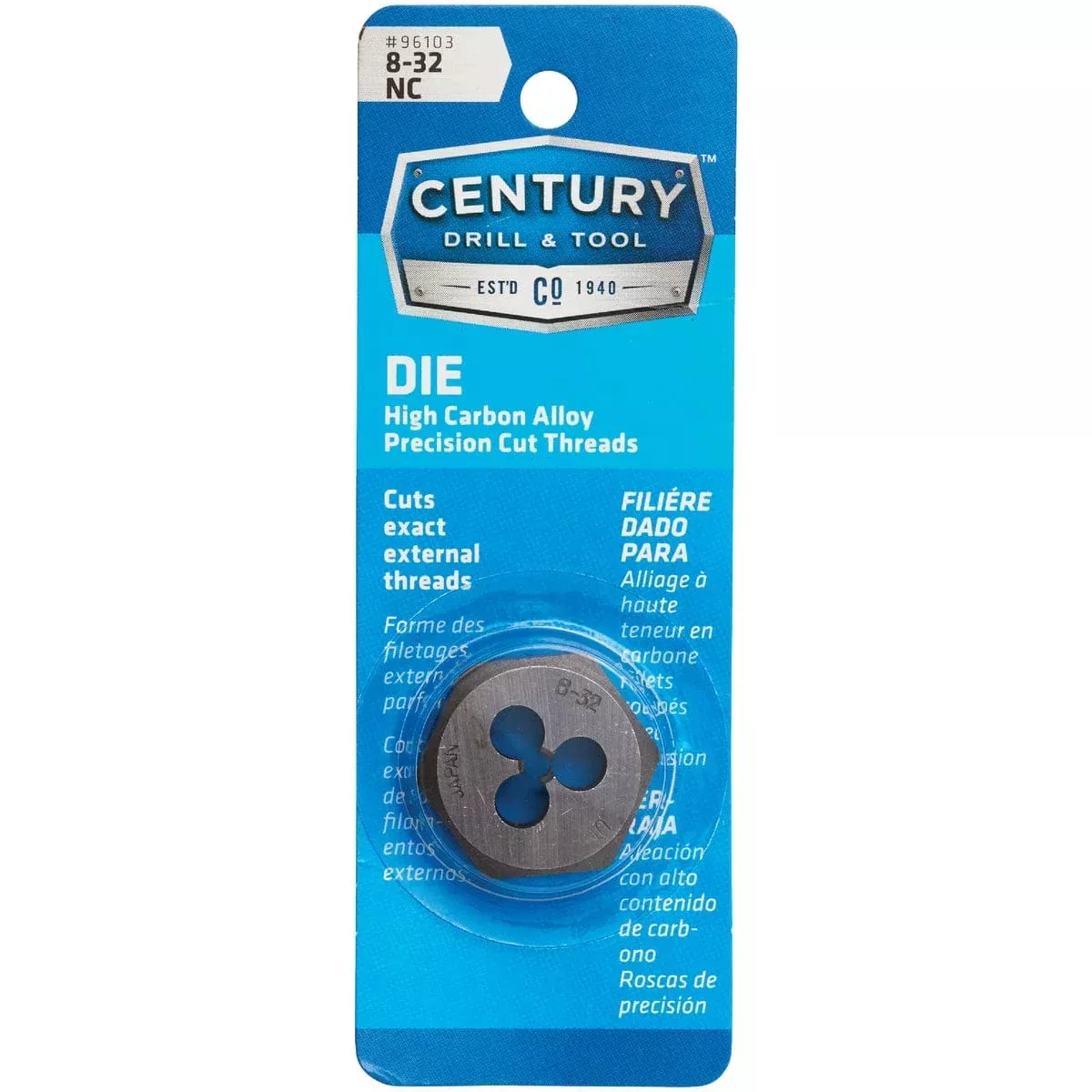 Century Drill and Tool 96103 Fractional Die 8-32 National Coarse