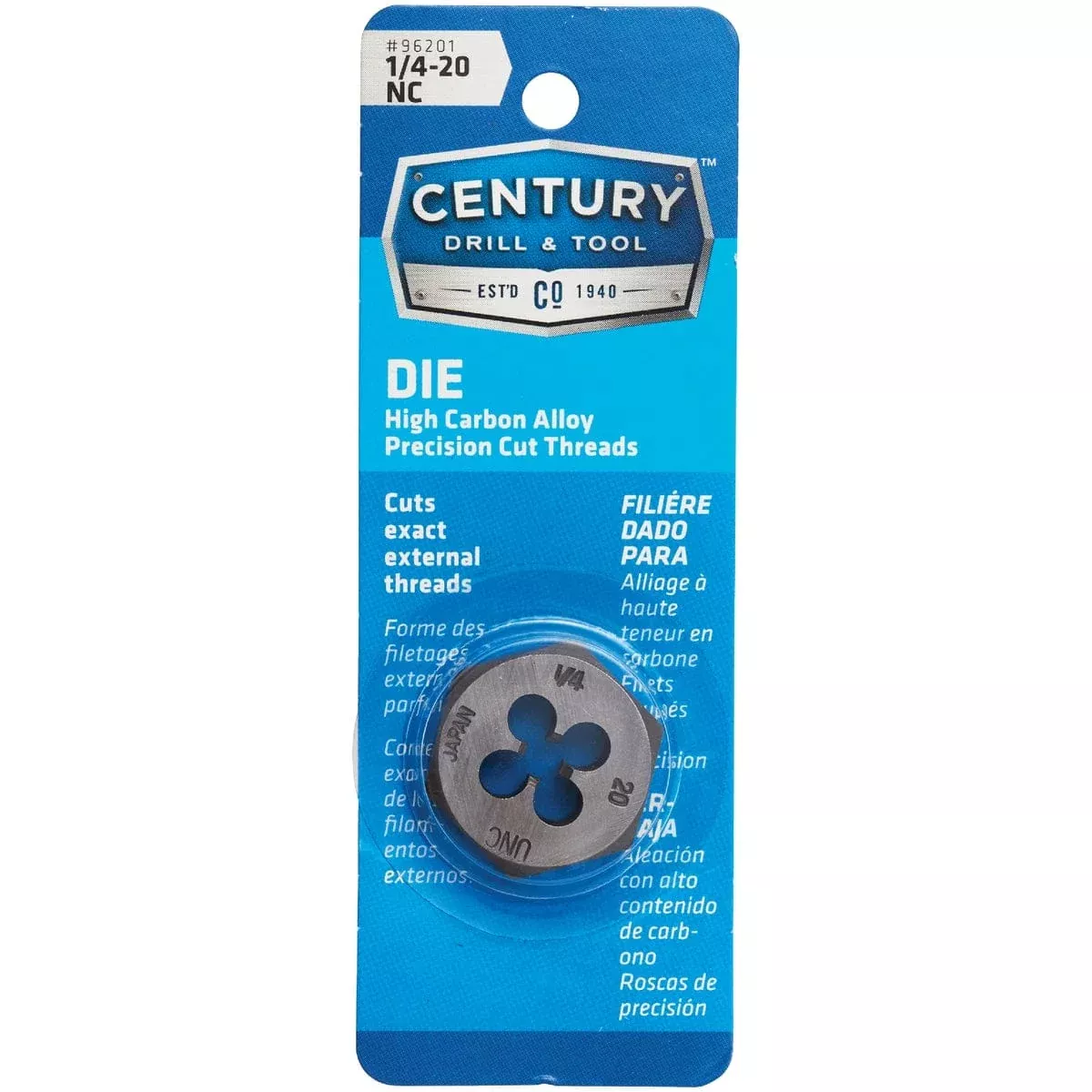 Century Drill and Tool 96201 Fractional Die 1/4-20 National Coarse