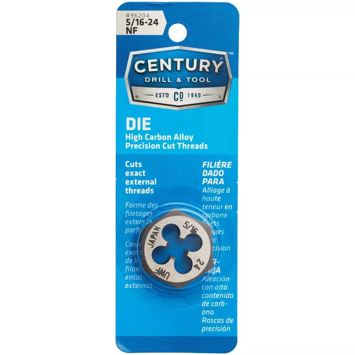 Century Drill and Tool 96204 Fractional Die 5/16-24 National Fine
