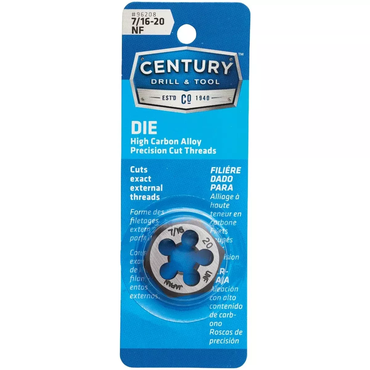 Century Drill and Tool 96208 Fractional Die 7-16-20 National Fine