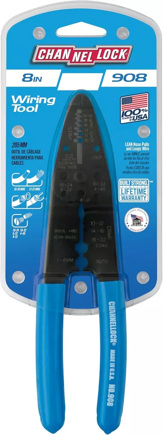 Channellock 908 8.5" Long Wire Stripper With Cutters, Crimpers, Shears - USA MADE