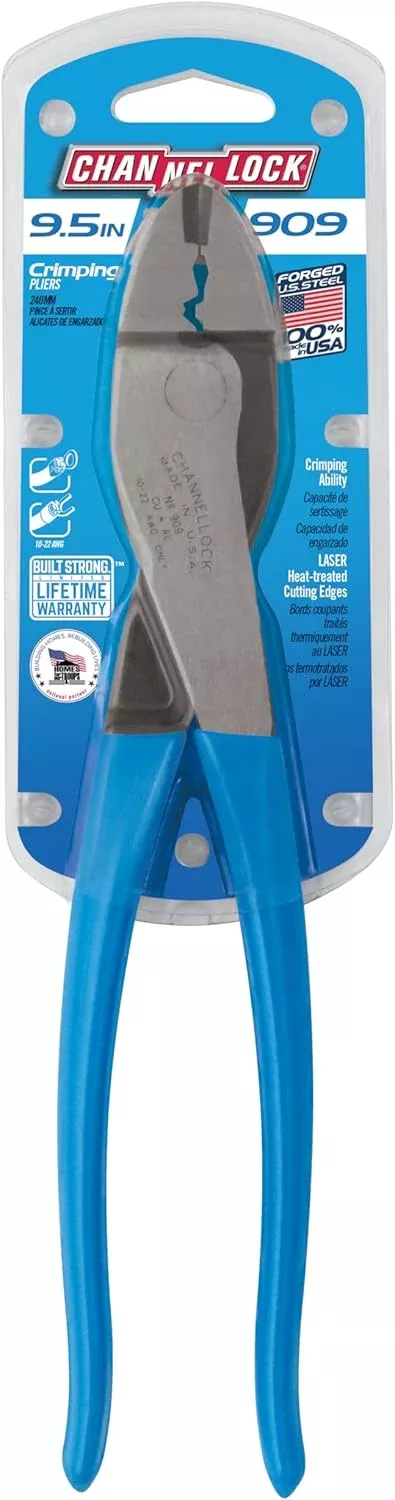Channellock 909 9.5" Crimping Pliers Range from 10-22 AWG Wire-USA MADE