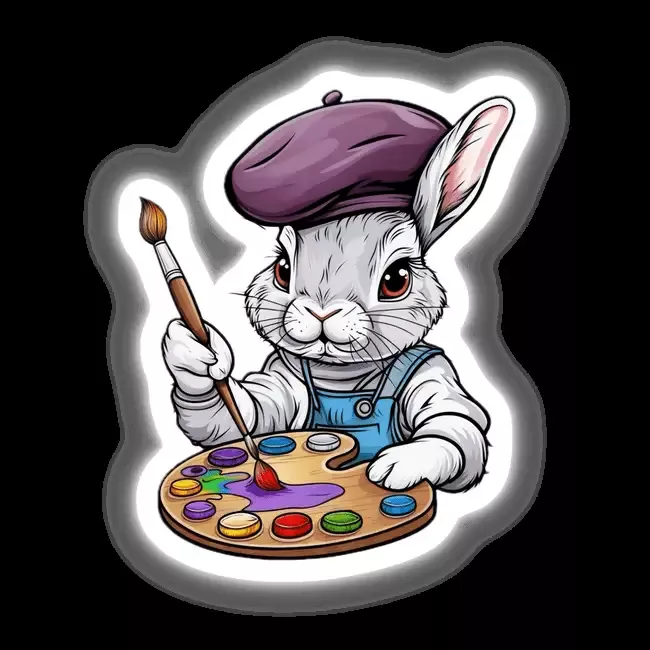 Charming Bunny Artist with Palette and Paintbrush