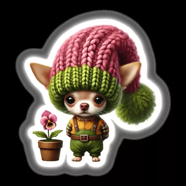Chihuahua Gnome with Flower Pot