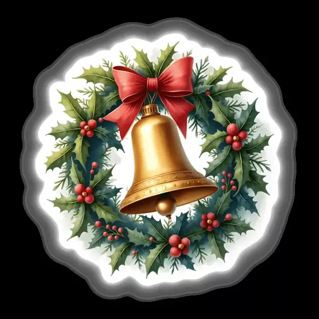 Christmas Bell in a Holiday Wreath