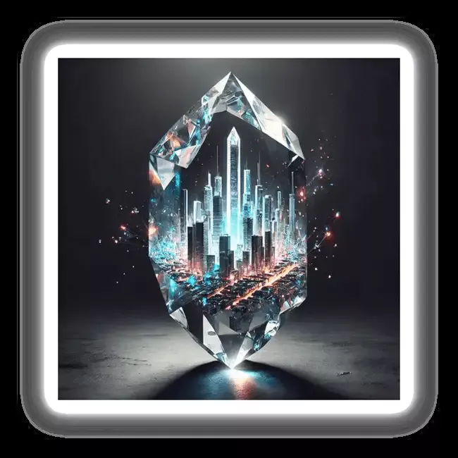 City of Glass Urban Skyline Inside a Crystal