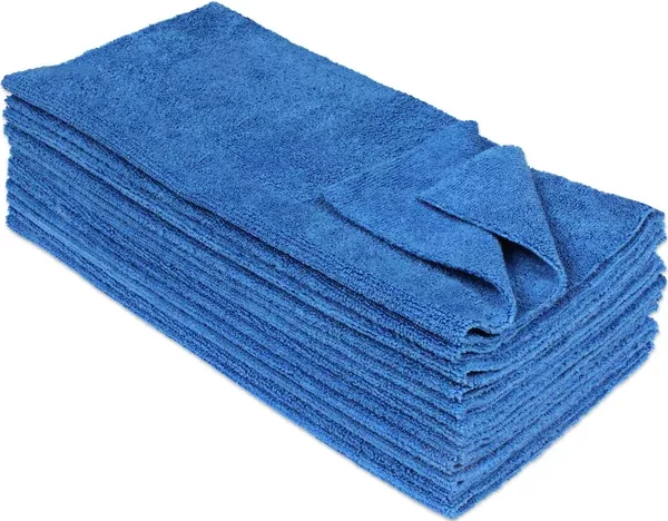 CleanAide 14 x 14 in. 300 GSM Ultrasonic Cut Microfiber Cleaning Towels – 12-pack