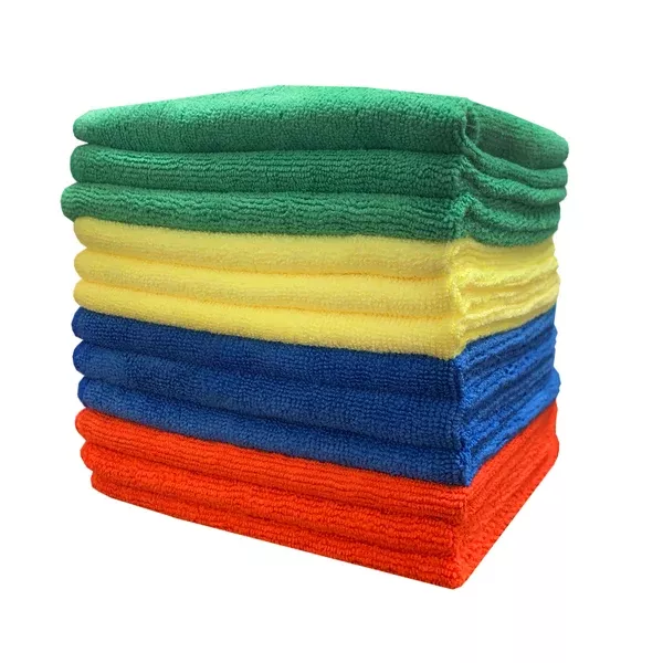 CleanAide 16 x 16 in. 300 GSM Microfiber Commercial Towels – 4-color 12-pack