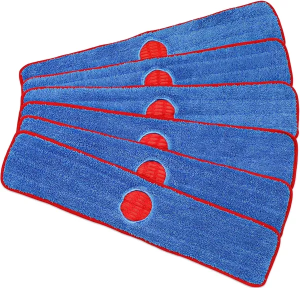 CleanAide 24-inch Spot Cleaning Twist Yarn Microfiber Mop Pad with Scrubber – 6 Pack