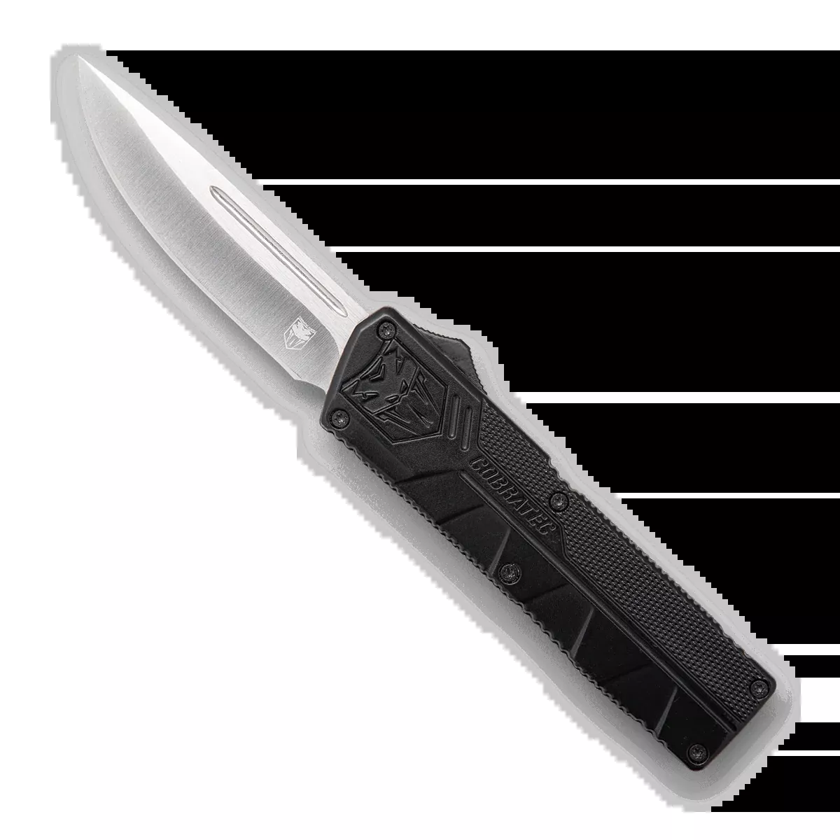 CobraTec Knives BCTLWDNS Lightweight3.25" OTF Drop Point Plain D2 Steel Blade/Black Aluminum Handle Includes Pocket Clip