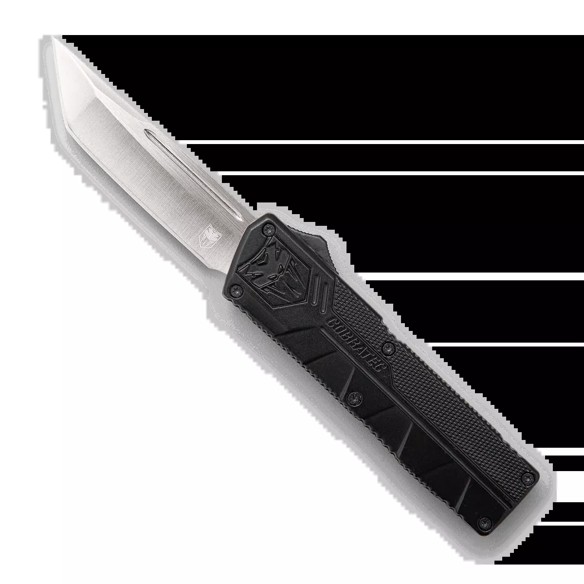 CobraTec Knives BCTLWTNS Lightweight3.25" OTF Tanto Plain D2 Steel Blade/Black Aluminum Handle Includes Pocket Clip