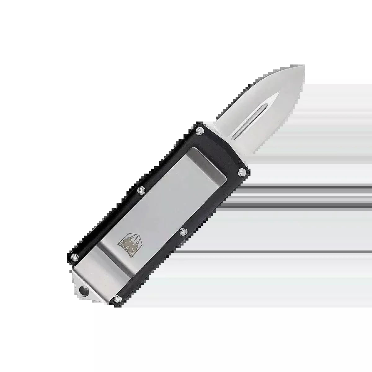 CobraTec Knives BLKOTFMC Money Clip1.75" OTF Plain D2 Steel Blade/Black Aluminum Handle Includes Pocket Clip