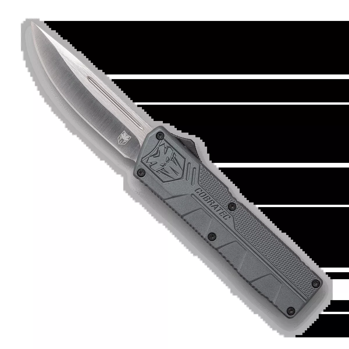 CobraTec Knives GYCTLWDNS Lightweight3.25" OTF Drop Point Plain D2 Steel Blade/Gray Aluminum Handle Includes Pocket Clip