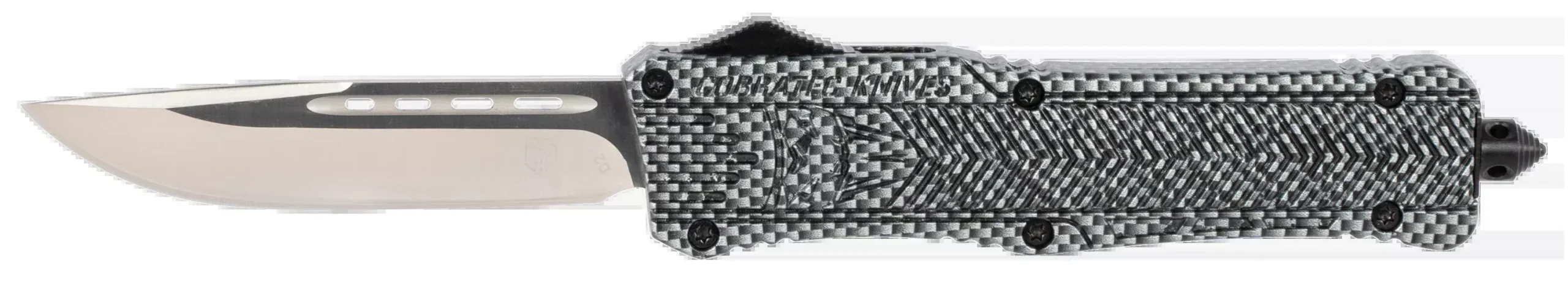 CobraTec Knives LCFCTK1LDNS CTK-1Large 3.75" OTF Dagger Plain D2 Steel Blade/Carbon Fiber Aluminum Handle Features Glass Breaker Includes Pocket Clip