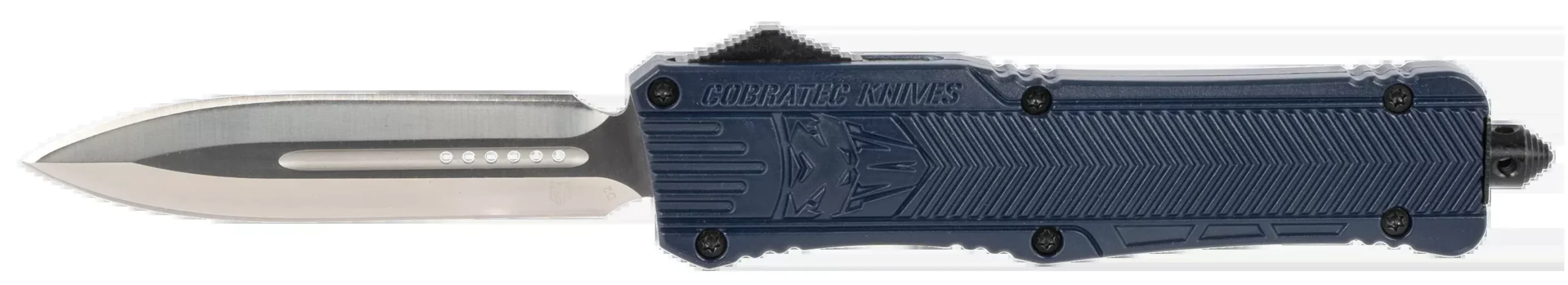 CobraTec Knives LNYCTK1DAGNS CTK-1Large 3.75" OTF Dagger Plain D2 Steel Blade/NYPD Blue Aluminum Handle Features Glass Breaker Includes Pocket Clip
