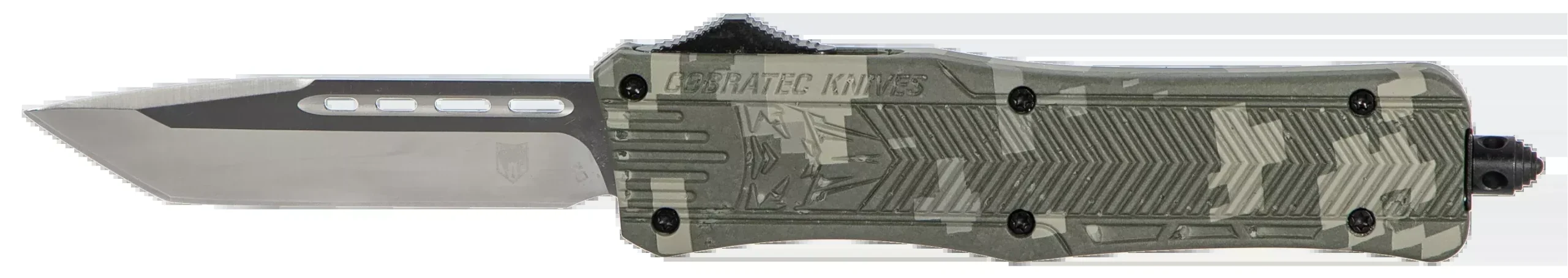 CobraTec Knives MADCCTK1MTNS CTK-1Medium 3" OTF Tanto Plain D2 Steel Blade/Army DigiCamo Aluminum Handle Features Glass Breaker Includes Pocket Clip
