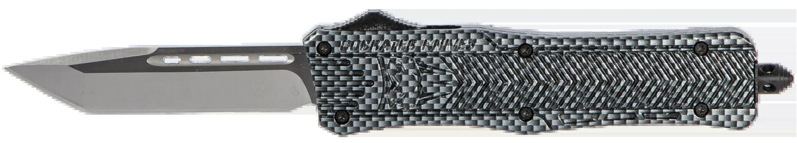 CobraTec Knives MCFCTK1MTNS CTK-1Medium 3" OTF Tanto Plain D2 Steel Blade/Carbon Fiber Aluminum Handle Features Glass Breaker Includes Pocket Clip