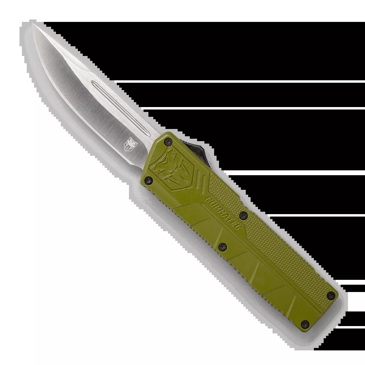 CobraTec Knives ODCTLWDNS Lightweight3.25" OTF Drop Point Plain D2 Steel Blade/OD Green Aluminum Handle Includes Pocket Clip