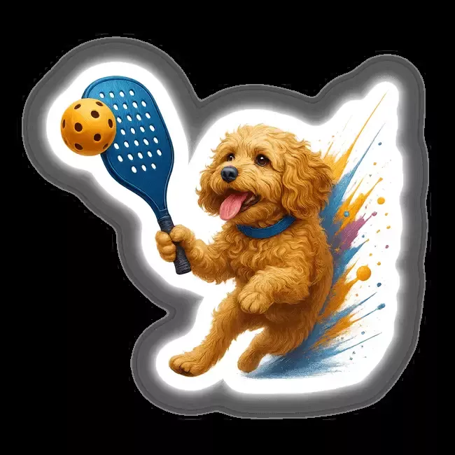 Cockapoo Dog Playing Pickleball