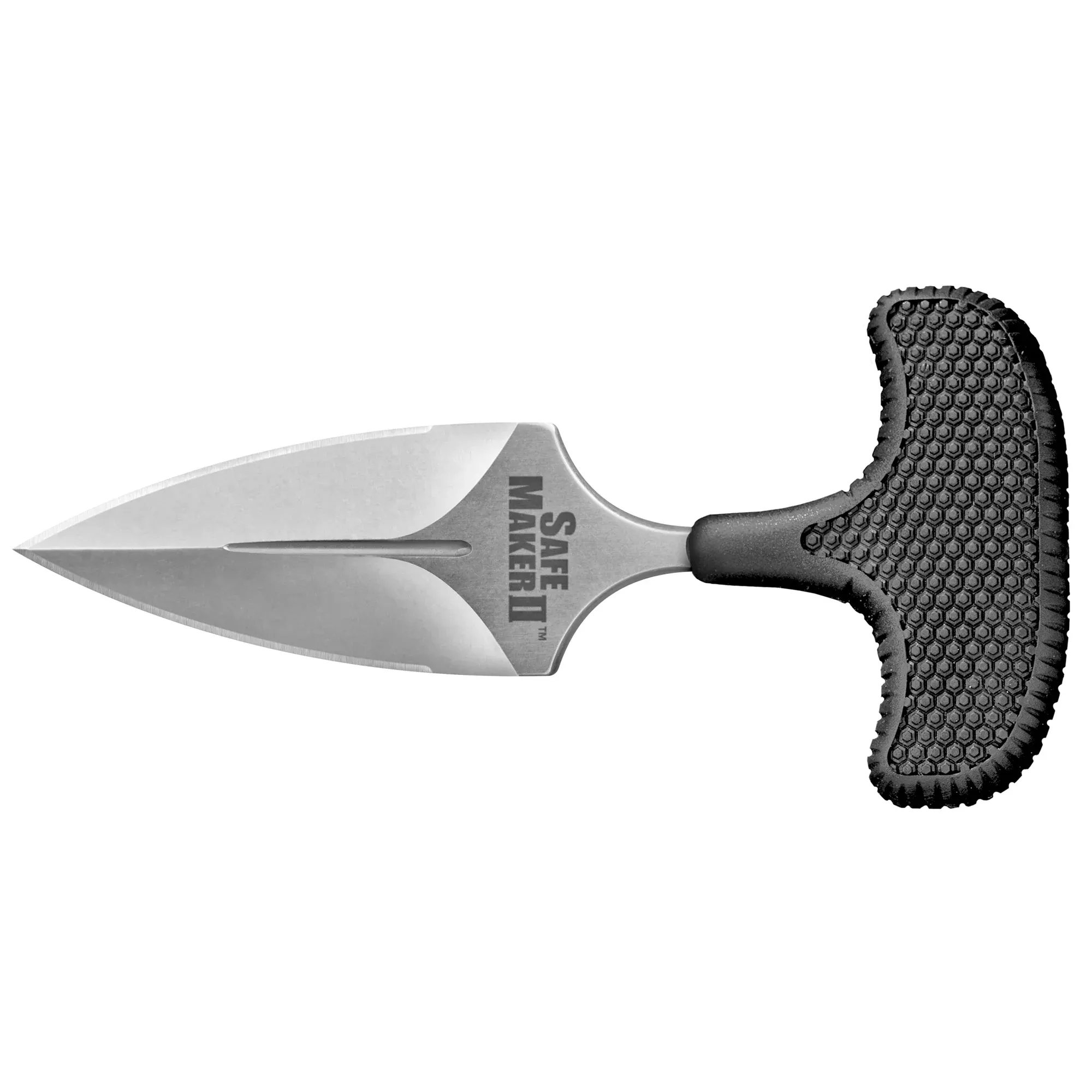 Cold Steel CS12DCST Safe Maker II 3.25" Fixed Spear Point Plain Stone Washed AUS-8A SS Blade/ Black Textured Kray-Ex Handle Includes Sheath